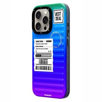 YOUNGKIT TPU + Alumiinisekoitekotelo iPhone 15 Pro Max -mallille, matkalaukun tyyliin asteittainen värivirta kuvioitu mattapuhelinkansi