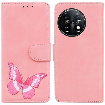 OnePlus 11 5G Butterfly Printing -puhelimelle Ihoystävällinen läppällinen nahkainen lompakkokotelo putoamisen estävä Stand