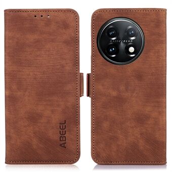 ABEEL for OnePlus 11 5G Scratch PU-nahkakotelo Stand Retro-puhelimen lompakon suojus