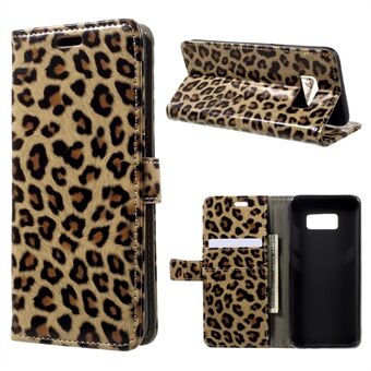 Leopardikuvioinen nahkalompakko-matkapuhelinkotelo Samsung Galaxy S8 G950:lle
