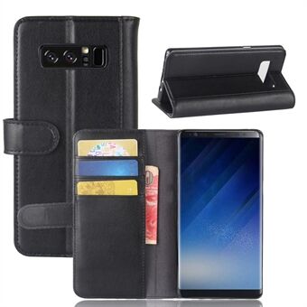 Samsung Galaxy Note 8 jaetulla nahalla päällystetty taittuva lompakko-kotelokansi