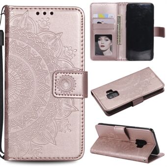 Imprint Butterfly Flower -nahkainen lompakkokotelo Samsung Galaxy S9 SM-G960 -puhelimelle