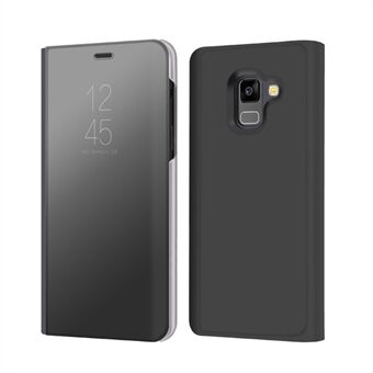 Samsung Galaxy A8 (2018) tietonäkymä pinnoitettu peilipinta Stand nahkainen suojakuori - musta