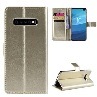 Crazy Horse Wallet -nahkainen puhelinkotelo hihnalla Samsung Galaxy S10 Plus -puhelimelle