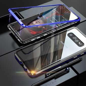Irrotettava magneettinen metallikehys + yksipuolinen karkaistu lasi takana oleva matkapuhelinkotelo Samsung Galaxy S10 Plus -puhelimelle