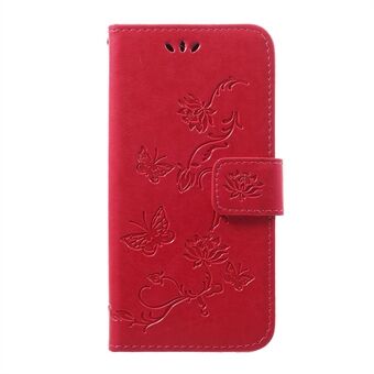 Imprint Butterfly Flower Stand Lompakko Nahkainen kuorikotelo Samsung Galaxy A40:lle