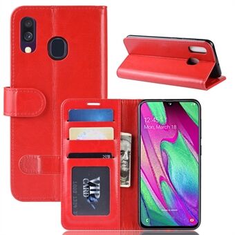 Crazy Horse PU-nahkainen flip Stand -matkapuhelimen kansi ja lompakko Samsung Galaxy A40: lle