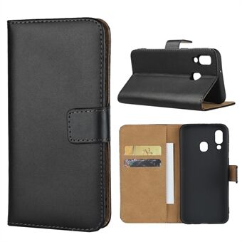 Aito nahkainen lompakkokotelo Stand Samsung Galaxy A40: lle - musta
