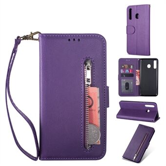 Vetoketjullinen lompakko Flip nahkainen puhelimen suojus hihnalla Samsung Galaxy A40:lle