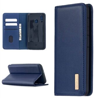 BF06 Irrotettava 2-in-1 aitoa nahkaa sisältävä lompakko TPU-takakannella Samsung Galaxy A40: lle