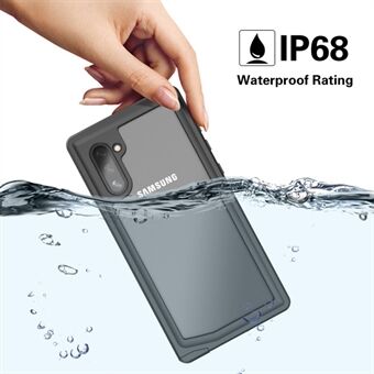 PUNAINEN PEPPER-vedenpitävä suojakuori Samsung Galaxy Note 10: lle [tuki sormenjäljen lukituksen avaamiseen] [selkeä selkä] - musta