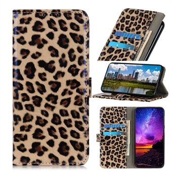 Leopardi tekstuuri Kiiltävä lompakko nahka Stand suojakuori Samsung Galaxy A51