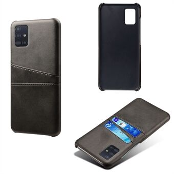 KSQ PU-nahkapäällysteinen PC-suojus, jossa on kaksoiskorttipaikka Samsung Galaxy A51: lle - musta
