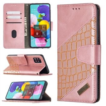Valikoima värillinen krokotiilin ihon nahkainen lompakkokotelo Samsung Galaxy A51 SM-A515: lle