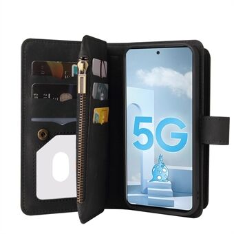 Useita korttipaikkoja Täysin suojattu nahkainen puhelinkuoren kansi vetoketjutaskulla Samsung Galaxy A51 4G SM-A515:lle