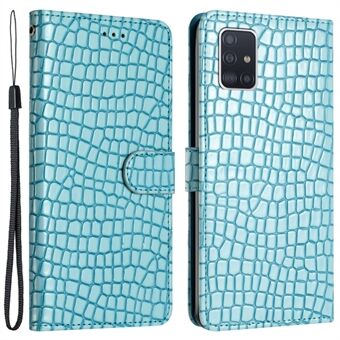 Samsung Galaxy A51 4G SM-A515 Crocodile Texture Stand suojus Nahkainen lompakko Design puhelinkotelo hihnalla