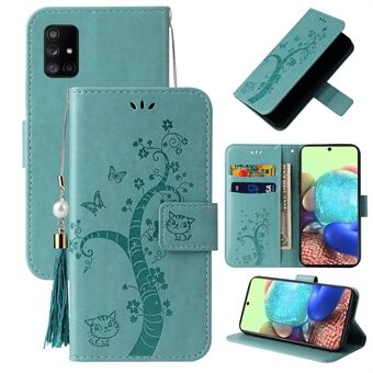 Jälki Lucky Tree-lompakkokotelo nahkaisille puhelinkoteloille Samsung Galaxy A71 SM-A715: lle