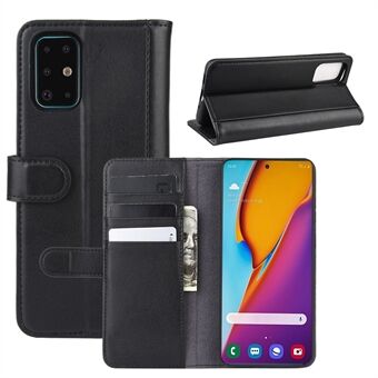 Halkaistu nahkainen Stand Flip-puhelimen kansi Samsung Galaxy S20 Plus -puhelimelle - musta
