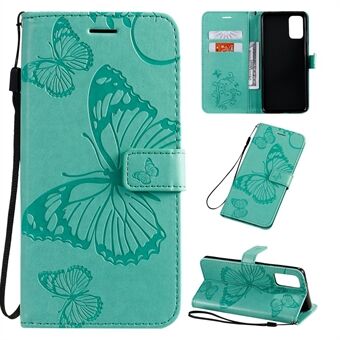 Butterfly Imprint -nahkainen tyylikäs kotelo Samsung Galaxy S20 Plus -puhelimelle