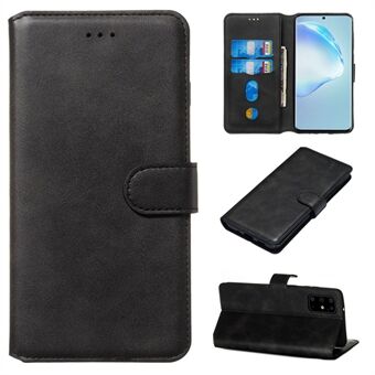 Yksivärinen kääntyvä nahkainen lompakko Samsung Galaxy S20 Plus -puhelimeen - musta
