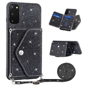 Samsung Galaxy S20 4G / 5G puhelinkuorelle kolmio korttipidike Kickstand PU nahka + TPU puhelimen kansi