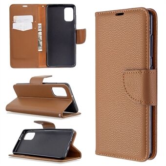 Litchi Skin ja Wallet-nahkainen Stand Samsung Galaxy A41:lle (maailmanlaajuinen versio)