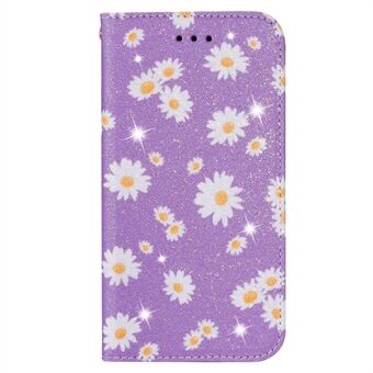 Daisy Pattern Flash Powder -korttikotelo Flip nahkainen puhelinkotelo Samsung Galaxy A21s:lle