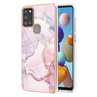 Marble Pattern Design Shockproof Soft TPU IMD Protective Case with Electroplate Frame for Samsung Galaxy A21s (Global Version)