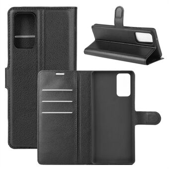 Litchi Skin ja lompakkon nahkakuori Samsung Galaxy Note 20/Note 20 5G:lle - musta