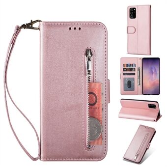 Vetoketjullinen tasku PU- Stand lompakkokotelo Samsung Galaxy Note 20 / Note 20 5G:lle