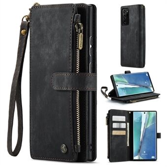 CASEME C30 Series Samsung Galaxy Note20 Ultra 4G / 5G monitoimi vetoketjullinen taskulompakkokotelo kätevällä hihnalla putoamisen estävällä puhelimen läppäisellä nahkakotelolla Stand