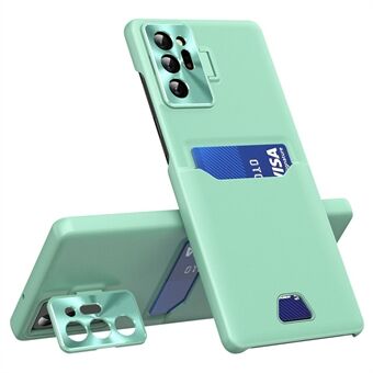 Samsung Galaxy Note20 Ultra / Note20 Ultra 5G Metallin linssikehykselle Kickstand puhelinkotelo PU-nahka + PC Iskunkestävä kansi korttipaikkatelineellä