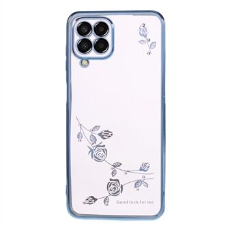 Samsung Galaxy A42 5G Flower Pattern tekojalokivi Bling -kotelolle, sähköpinnoitettu Edge TPU-puhelimen kansi