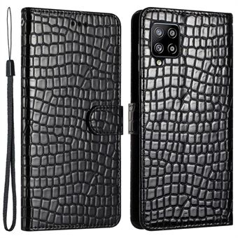 Samsung Galaxy A42 5G Book Style Crocodile Texture -puhelinkotelolle Nahkainen kansi Stand Lompakko käsihihnalla