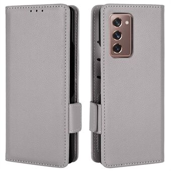 Samsung Galaxy Z Fold2 5G Litchi Texture iskunkestävälle puhelinkuorelle PU-nahkainen kaksinkertainen magneettilukkosuojus Stand olevalla lompakolla