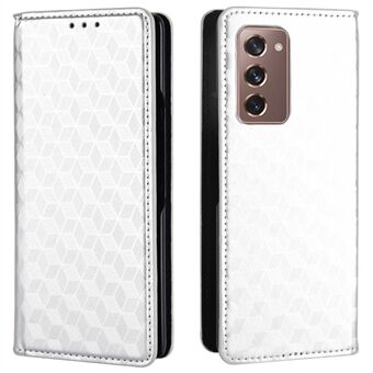 Samsung Galaxy Z Fold2 5G magneettiselle automaattisesti sulkeutuvalle PU-nahkaiselle pudotuksenkestävälle kotelolle Rhombus Imprint -suojakuori Stand