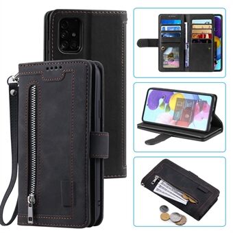 Vetoketjullinen tasku 9 korttipaikkaa nahkainen lompakkokotelo Samsung Galaxy S20 FE/S20 FE 5G/S20 Lite/S20 FE 2022 - musta