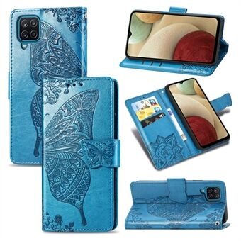 Imprint Big Butterfly -nahkainen lompakkopuhelinkotelo Samsung Galaxy A12:lle