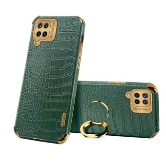 Galvanizing Crocodile Texture PU nahkainen Tarkka Leikkaus TPU Phone Cover Ring haltija Samsung Galaxy A12