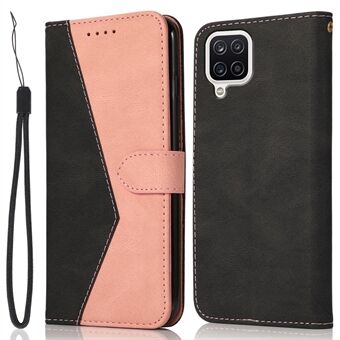 Kaksivärinen Splicing Leather Shell Stand Wallet -matkapuhelinkotelo Samsung Galaxy A12:lle