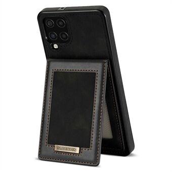 N.BEKUS Samsung Galaxy A12 -puhelimen pudotuksenkestävä kuori jalusta RFID-esto pystysuora korttipidike PU-nahka+TPU puhelimen takakuori