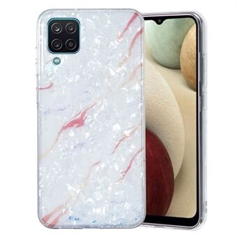 Samsung Galaxy A12 IMD Design -pehmeälle TPU-puhelinkotelolle, kuorikuvioiselle marmorikukkakuorelle