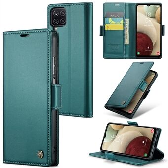 CASEME 023 -sarja Samsung Galaxy A12:lle RFID-esto lompakko Puhelinkotelo Sivulukko Nahkainen Stand suojus