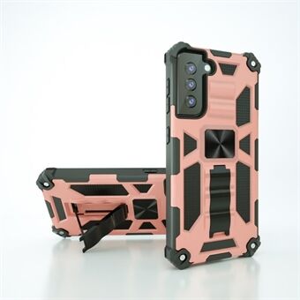 Kickstand Dropproof PC TPU Combo Cover for Samsung Galaxy S21 Shell with magneettinen metallilevy
