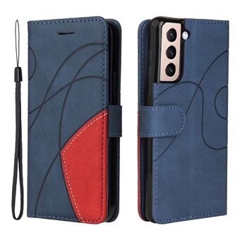[ Stand] Kaksivärinen liitostyylinen nahkainen lompakkokotelo Samsung Galaxy S21 5G:lle