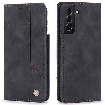 POLA 008 -sarjan Retro PU -nahkainen lompakkokotelo Stand Magneettisesti imeytyvä, käännettävä folio -puhelinkuori Samsung Galaxy S21 5G:lle