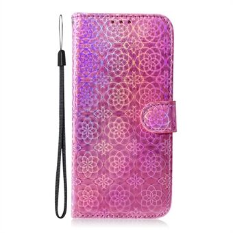 Kukkakuvioinen nahkainen Stand Samsung Galaxy S21 Ultra 5G: lle