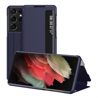 Näytä Ikkuna Flip Case Samsung Galaxy S21 Ultra 5G Nahkainen Stand Shell
