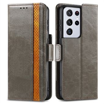 Stand 002 -sarjan kaksoismagneettinen läppä, täysin suojattu lompakkoteline Design Business-tyylinen liitosnahkainen matkapuhelinkotelo Samsung Galaxy S21 Ultra 5G:lle