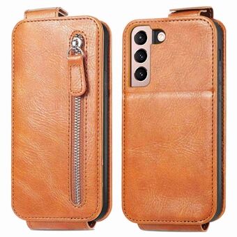 Vetoketjullinen lompakko, pystysuuntainen läppäkotelo Samsung Galaxy S21+ 5G:lle, PU-nahkainen Stand puhelimen kansi